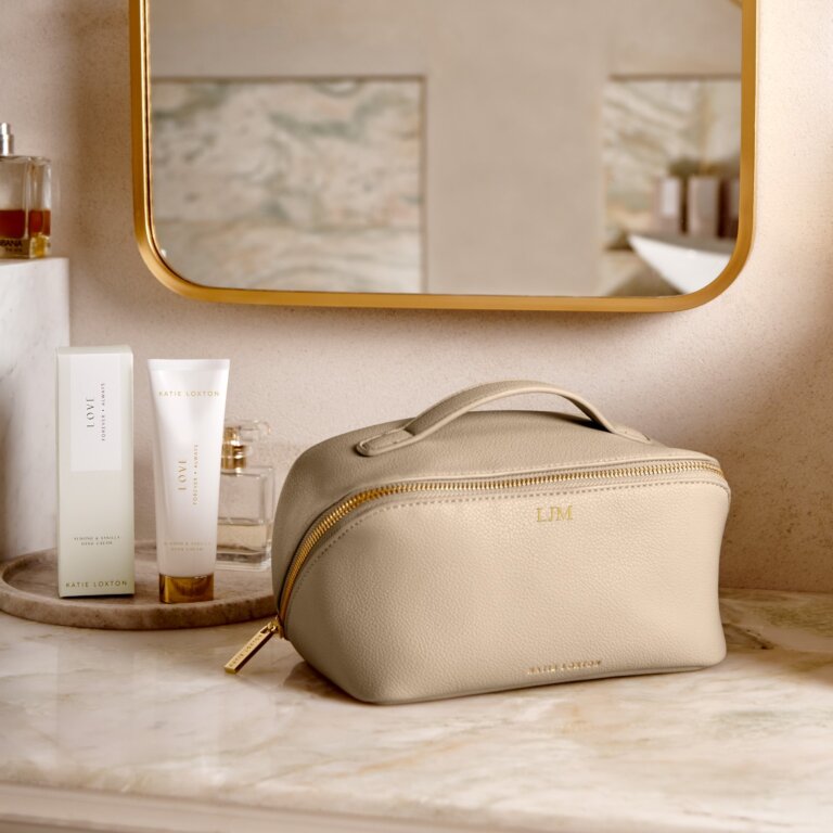 Medium Makeup And Wash Bag in Light Taupe