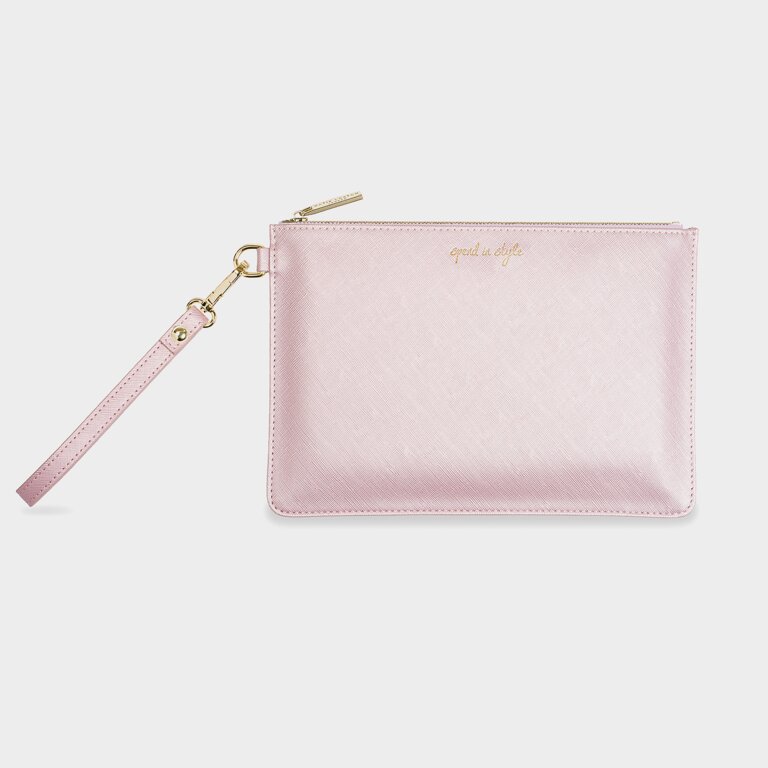 Secret Message Pouch 'Spend In Style/Buy The Things You Really Love' in Metallic Pink