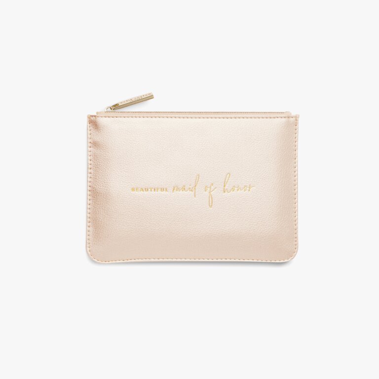Bridal Perfect Pouch Gift Set 'Beautiful Maid Of Honor' In Metallic Gold