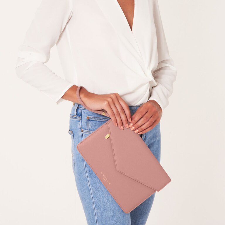 Esme Envelope Clutch Bag In Pink