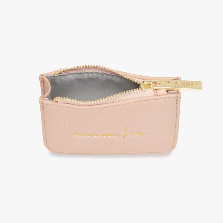 Stylish Structured Coin Purse 'Live Laugh Love' in Nude Pink