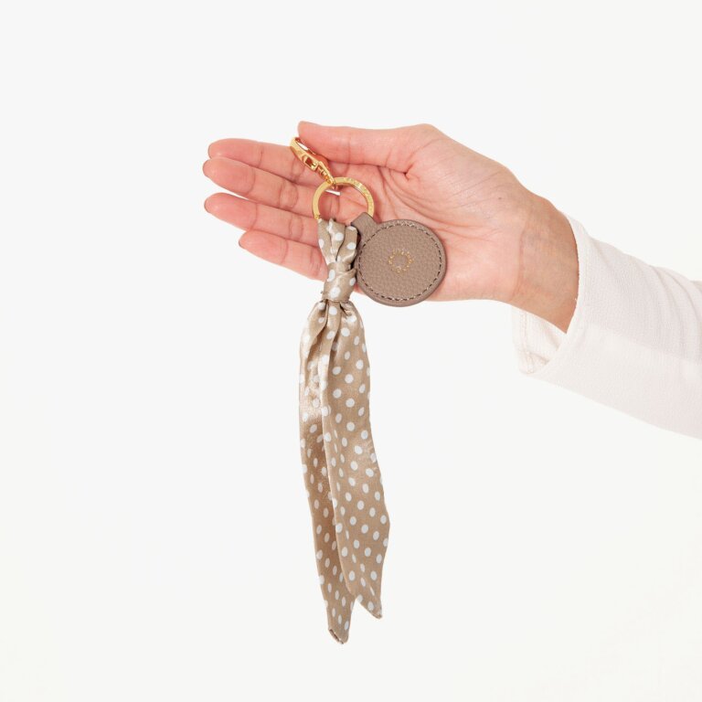 Carrie Scarf Keyring Bag Charm In Taupe Spot