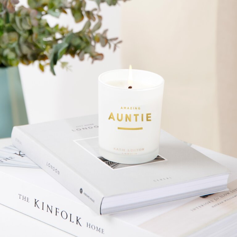 Sentiment Candle 'Amazing Auntie' In Grapefruit And Pink Peony