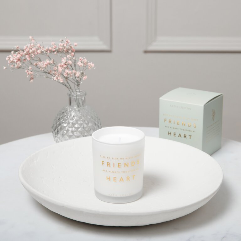Sentiment Candle 'Side By Side Or Miles Apart, Friends Are Always Together At Heart' Fresh Linen And White Lily