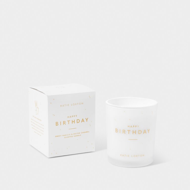 Sentiment Candle 'Happy Birthday' In Sweet Vanilla And Salted Caramel