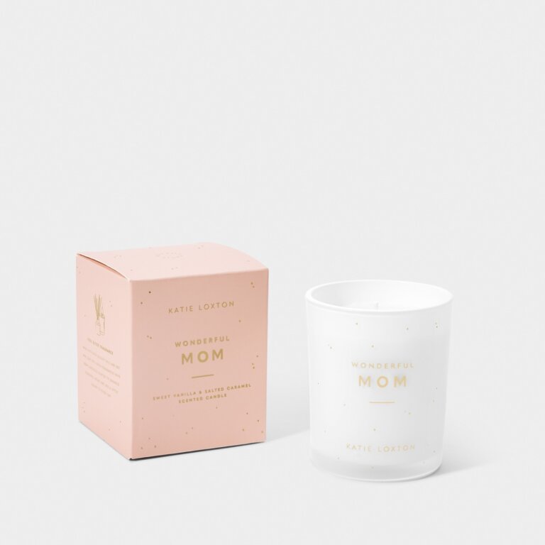 Sentiment Candle 'Wonderful Mom' In Sweet Vanilla And Salted Caramel