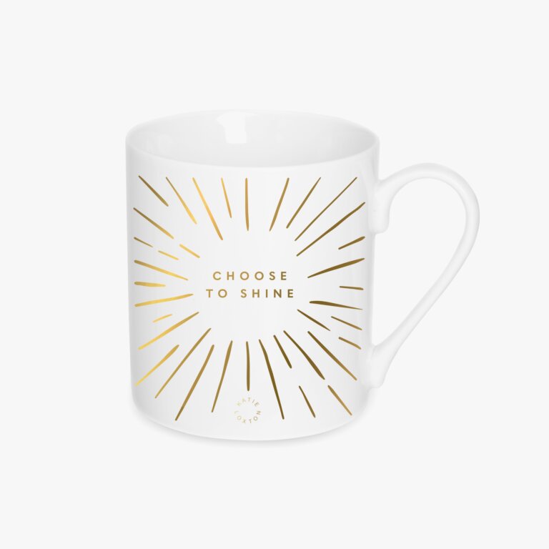 Porcelain Mug Choose To Shine In White And Gold