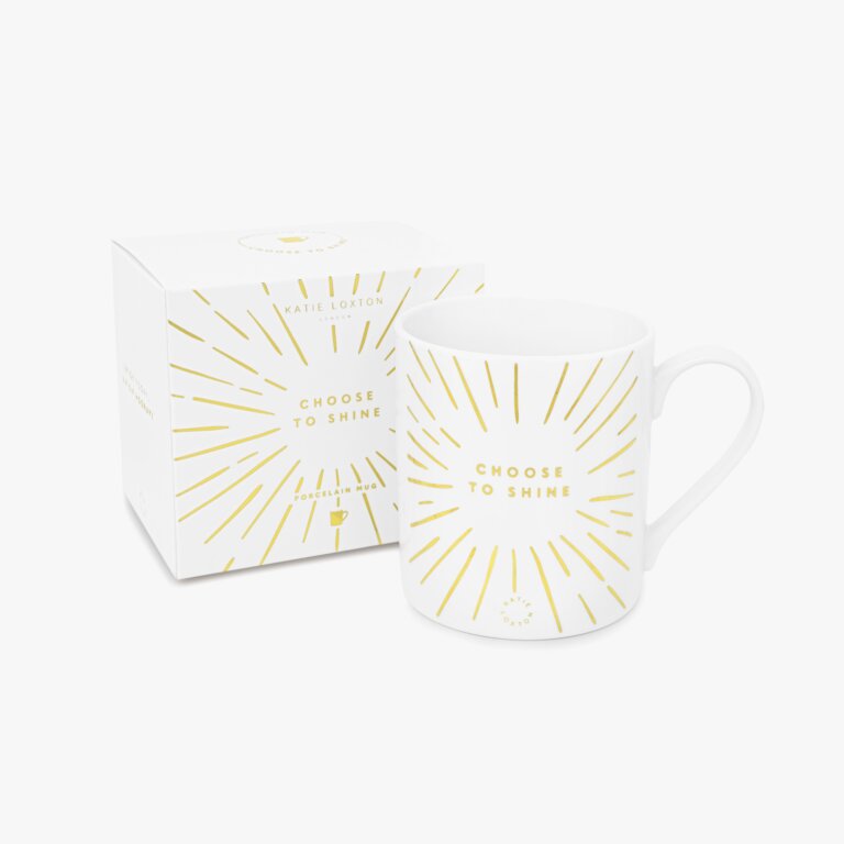 Porcelain Mug Choose To Shine In White And Gold
