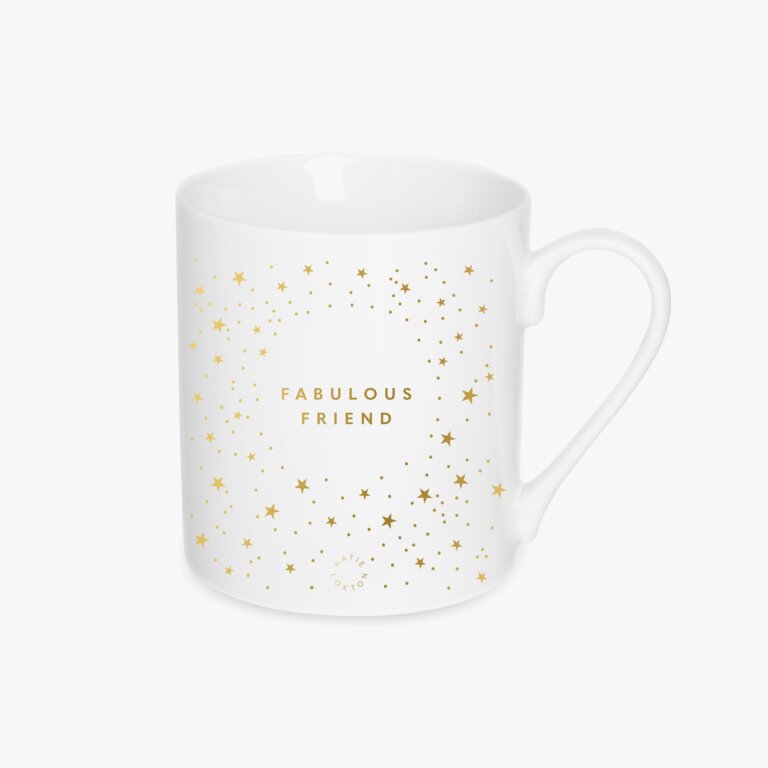 Porcelain Mug Fabulous Friend In White And Gold