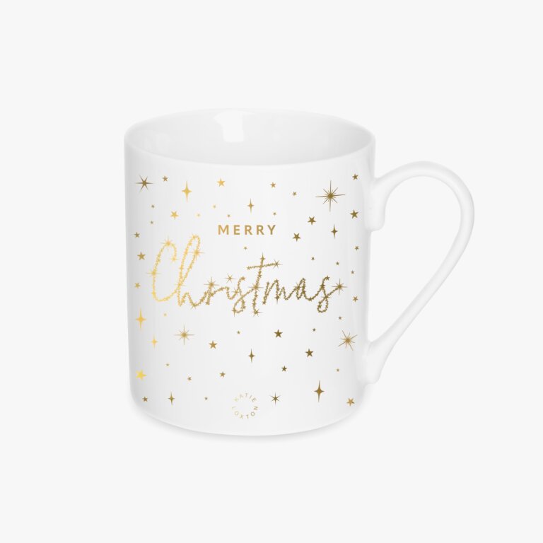 Porcelain Mug Merry Christmas In White And Gold