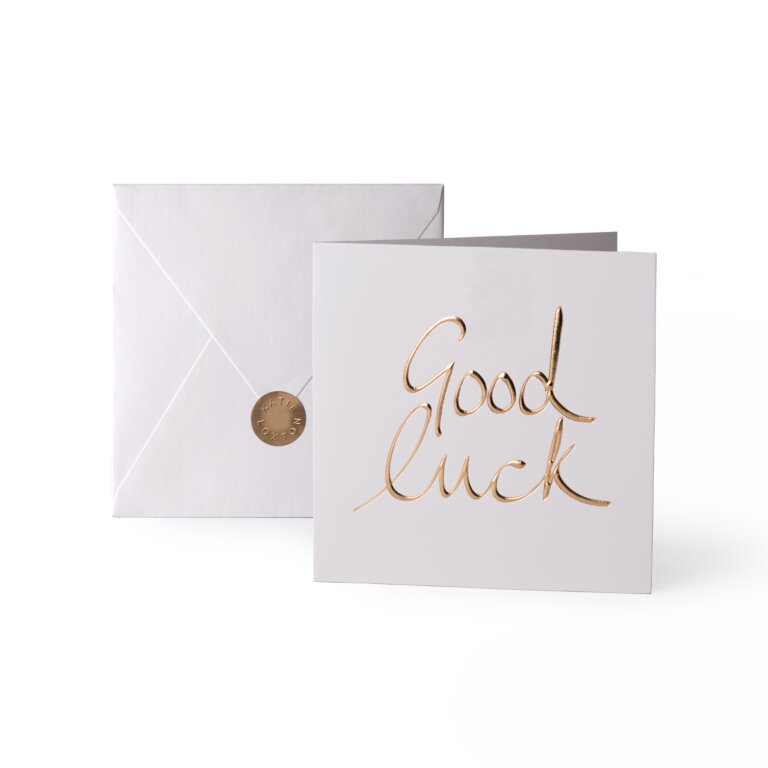 Greeting Card Good Luck Gold Writing