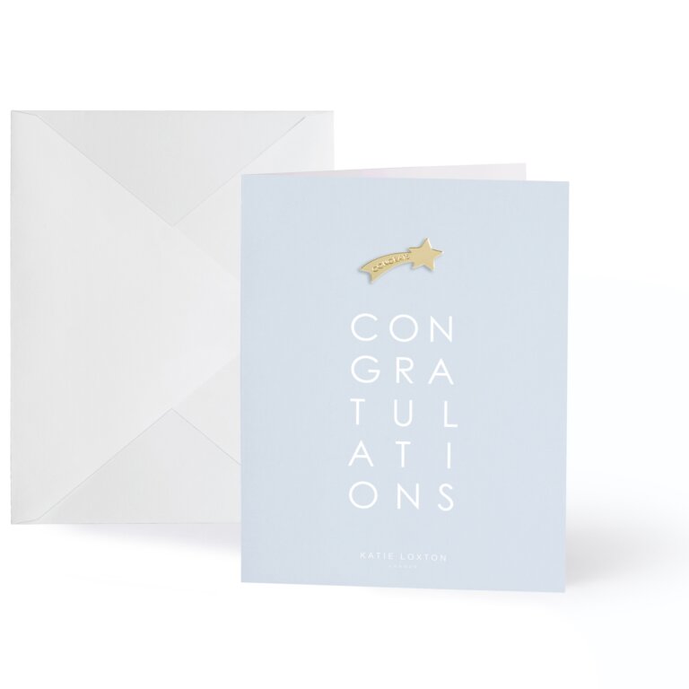 Gold Badge Greeting Card Congratulations In Pale Blue
