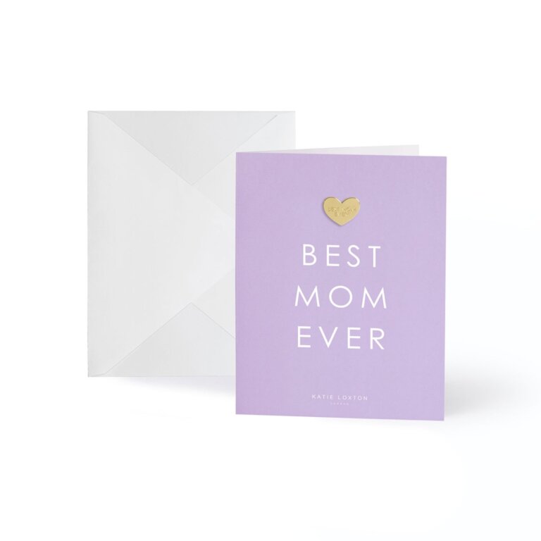 Gold Badge Greeting Card Best Mom Ever Lilac