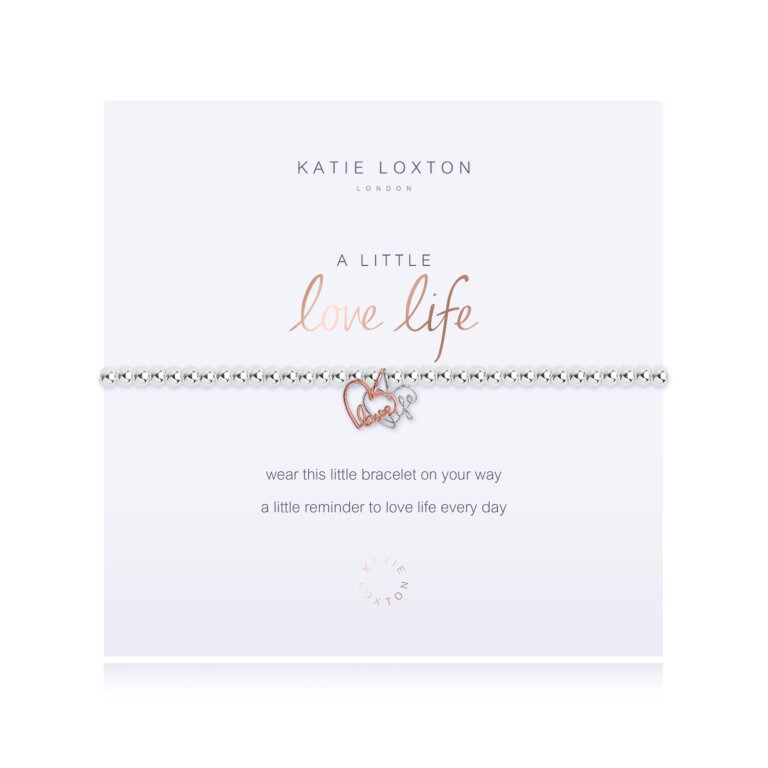Katie Loxton A Little Love Connection Silver Womens Stretch Adjustable Charm Bangle Bracelet