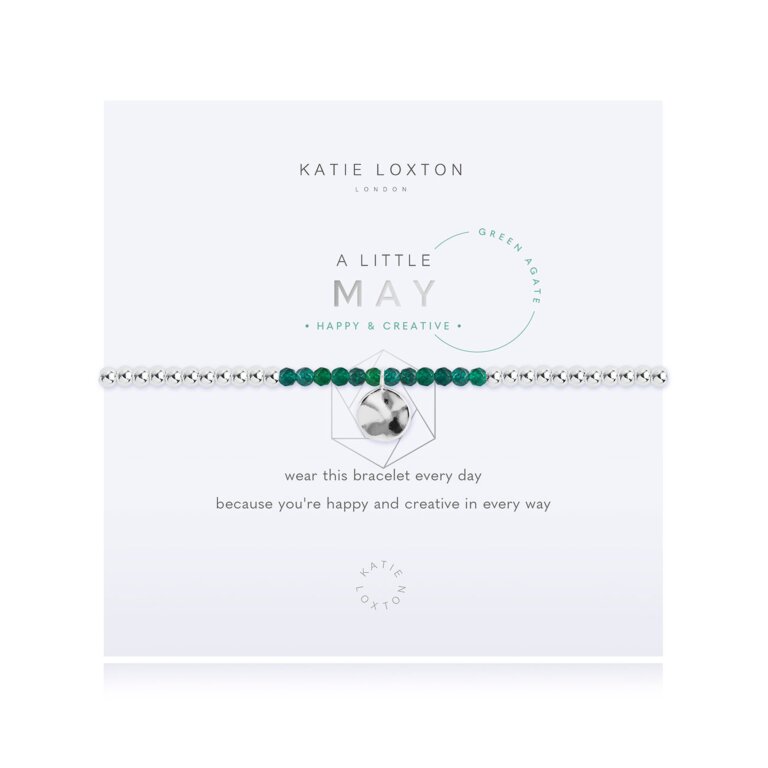 A Little Birthstone May Green Agate Bracelet