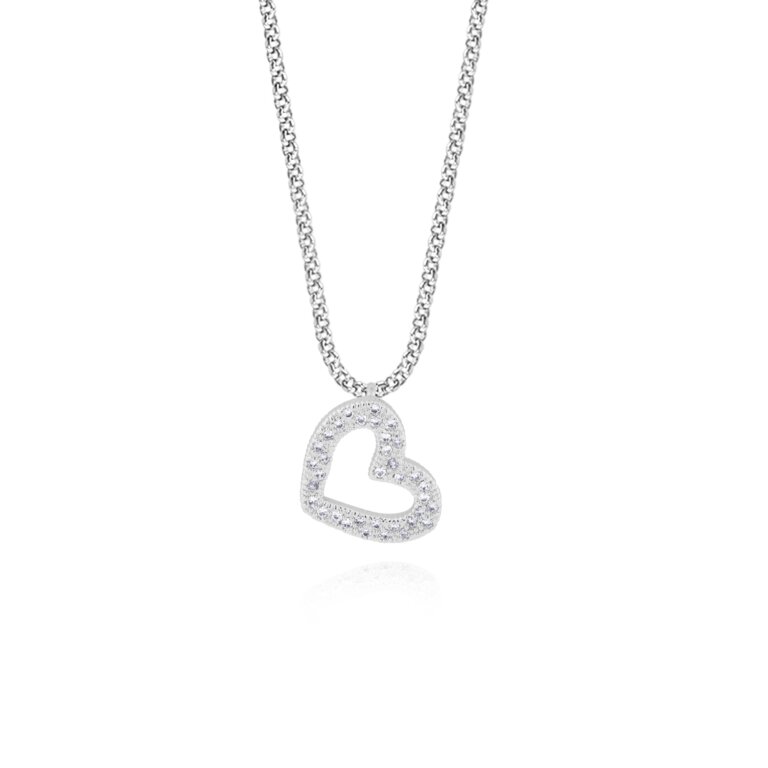 Lucia Lustre Heart Organic Pave Necklace
