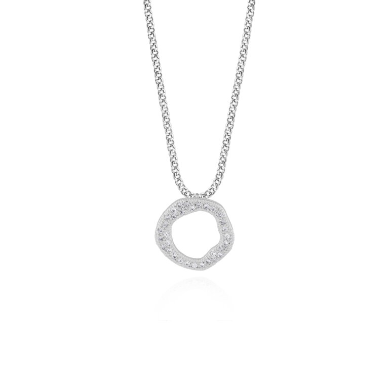 Lucia Lustre Round Organic Pave Necklace