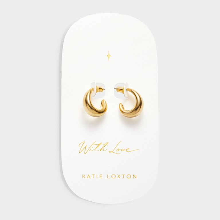 'With Love' Waterproof Gold Dome Hoop Earrings