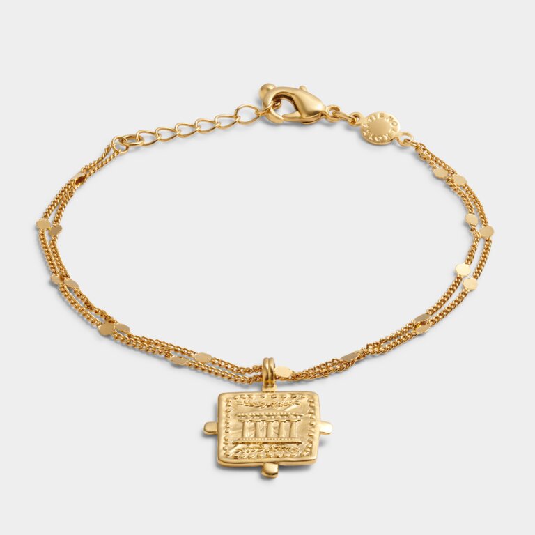 'Luck' Waterproof Gold Antique Coin Bracelet