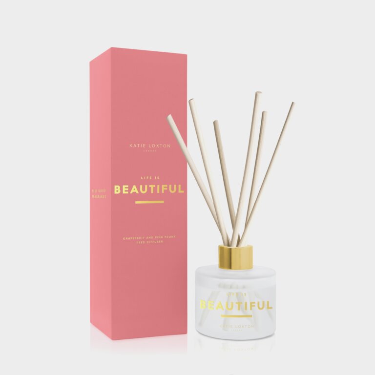 Sentiment Reed Diffuser 'Life Is Beautiful' In Grapefruit And Pink Peony