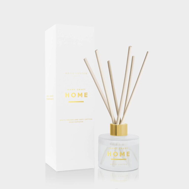 Sentiment Reed Diffuser 'Home Sweet Home' In White Orchid And Soft Cotton