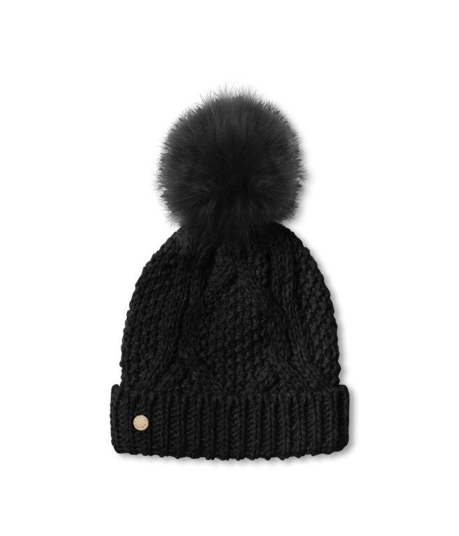 Cable Knit Bobble Hat | Black
