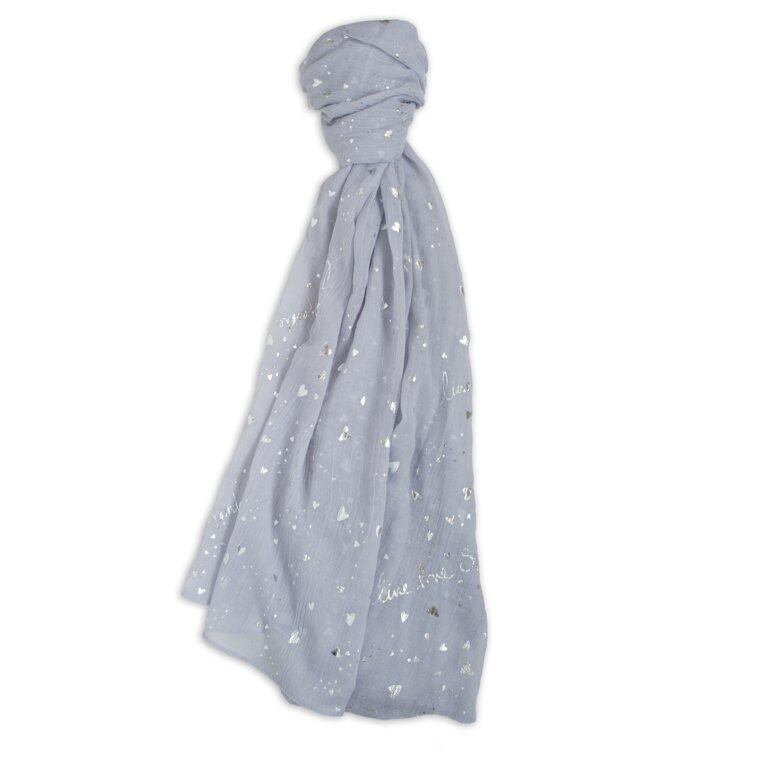 Sentiment Scarf 'Live Love Sparkle' in Pale Grey