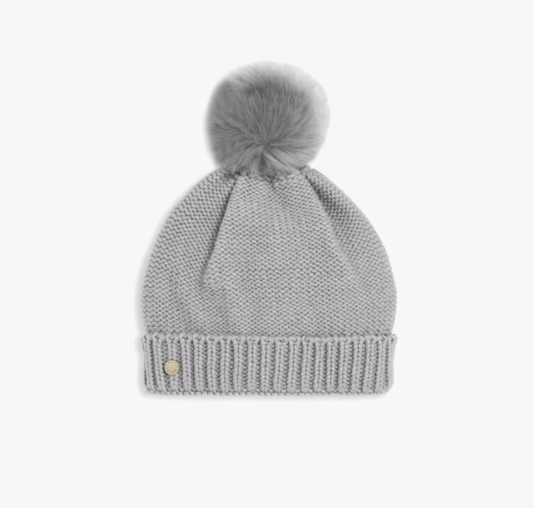 Faux Fur Bobble Hat In Gray