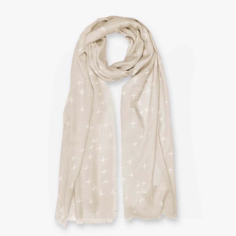 Sentiment Scarf 'Be The Sparkle' in White And Pale Grey