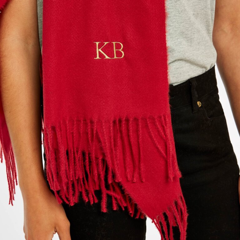 Thick Plain Scarf In Red