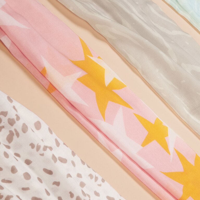Printed Scarf Large Star Print in Blush Pink