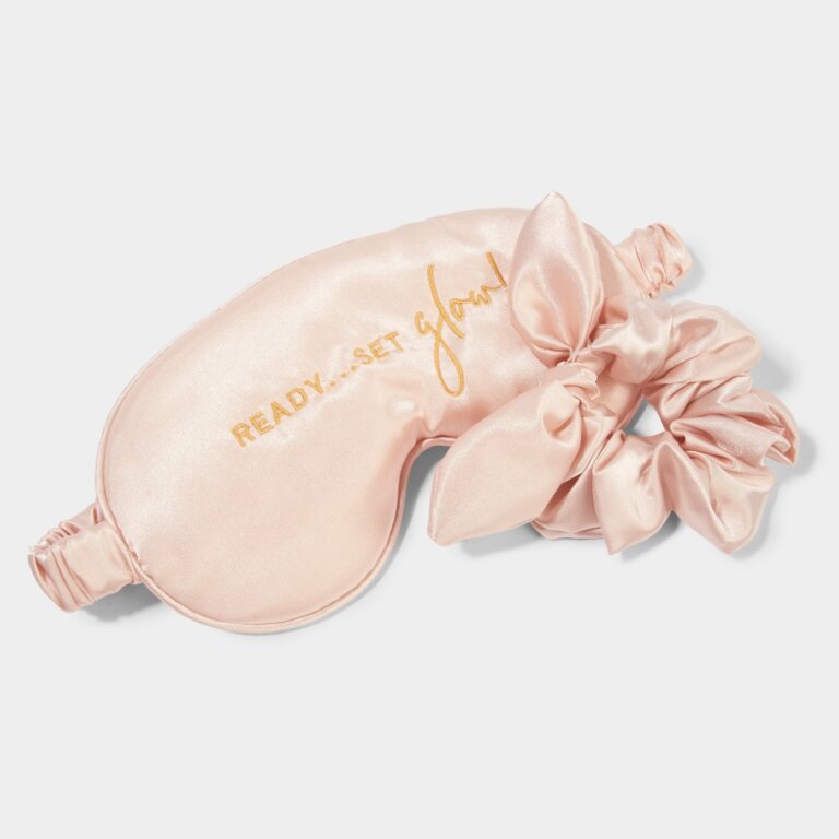 Beautifully Boxed Silky Scrunchie and Eye Mask Set Ready… Set Glow! in Pale Pink