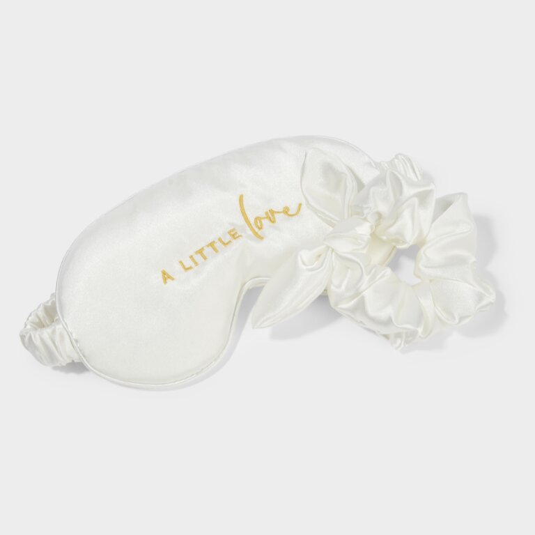 Beautifully Boxed Silky Scrunchie and Eye Mask Set A Little Love in White