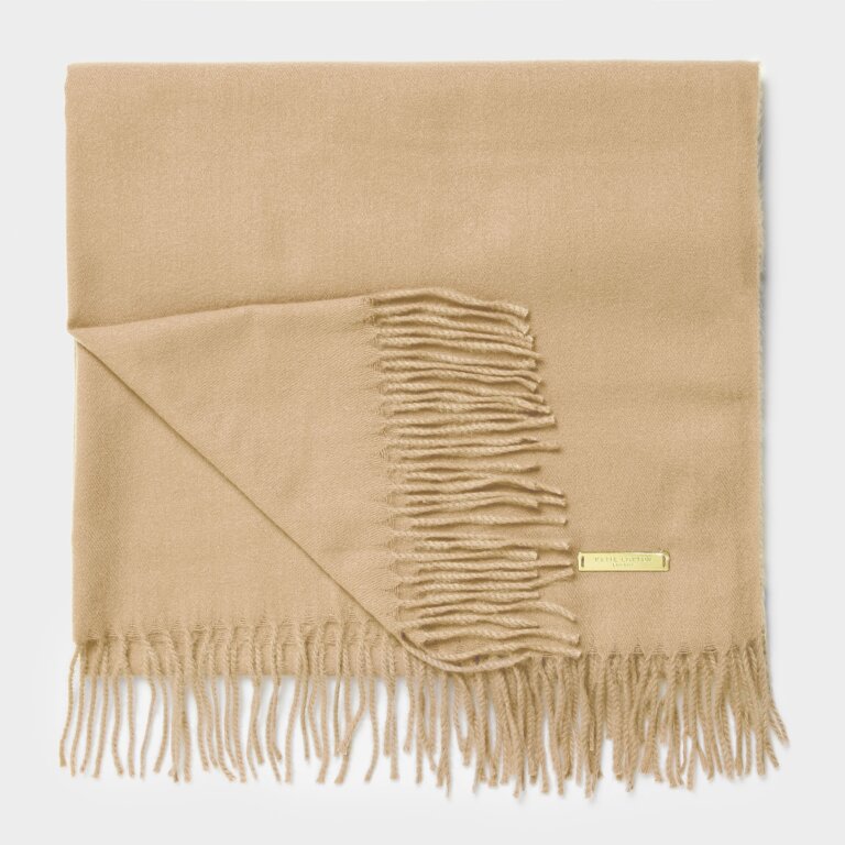 Sustainable Style Blanket Scarf in Caramel