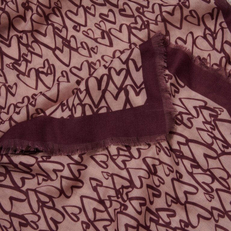 Heart Outline Scarf in Pink and Plum