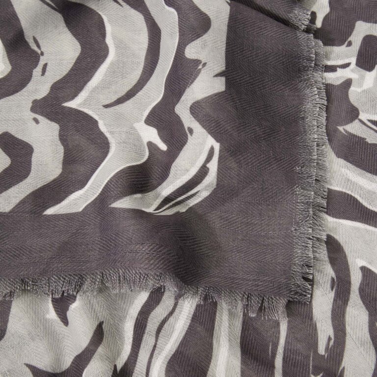 Zebra Scarf in Charcoal And Pale Grey