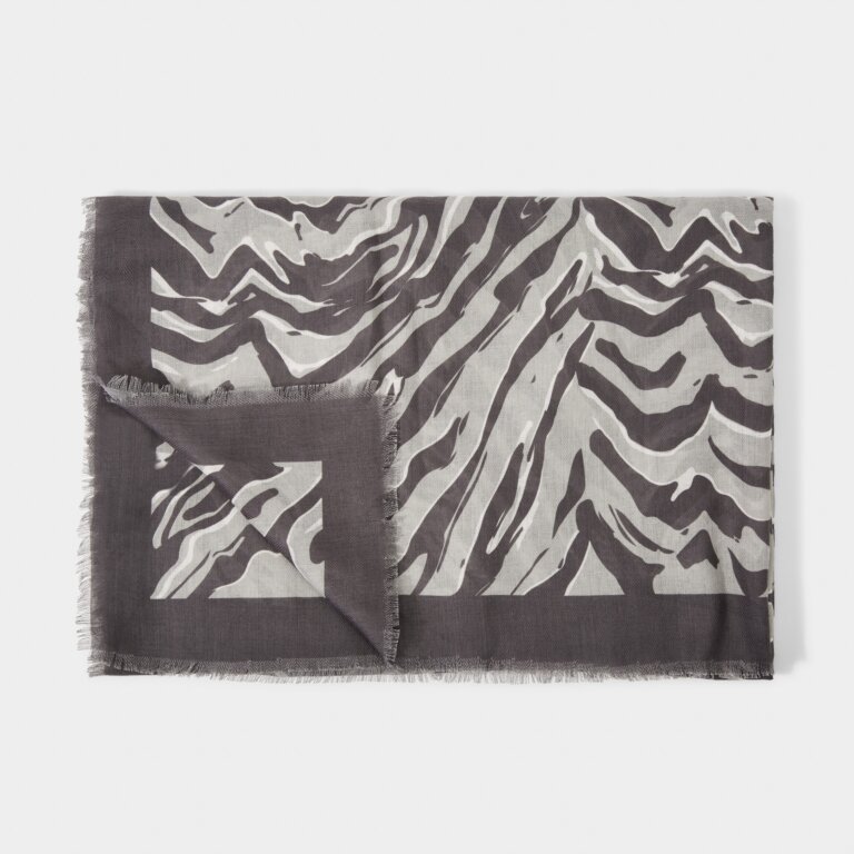 Zebra Scarf in Charcoal And Pale Grey