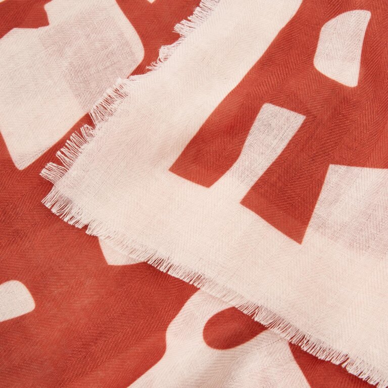 Abstract Block Scarf in Red and Pale Pink