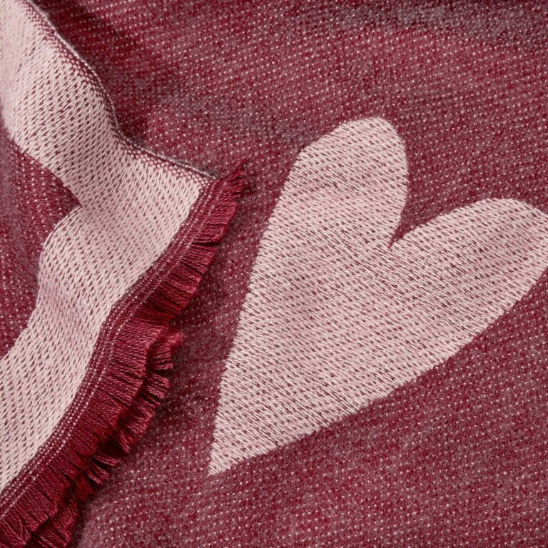 Heart Printed Outline Blanket Scarf in Dark Pink And Burgundy 
