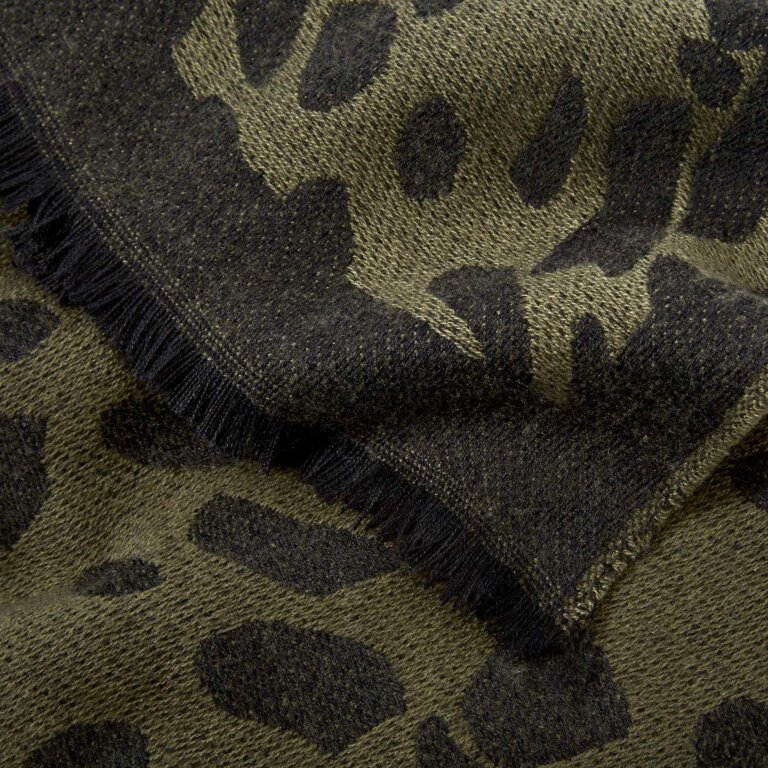Dalmation Print Blanket Scarf in Khaki and Black