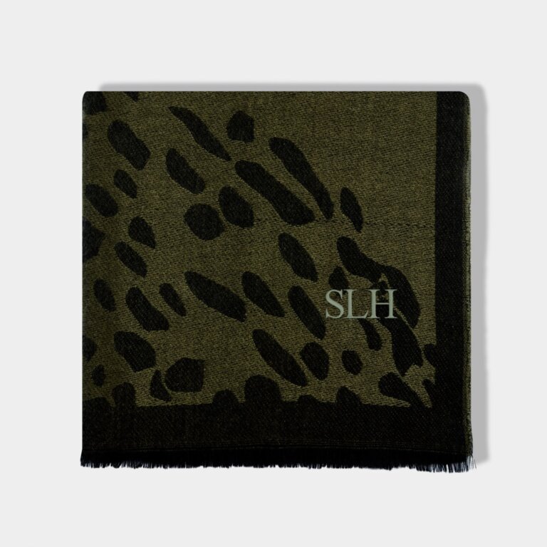 Dalmation Printed Outline Blanket Scarf in Khaki And Black