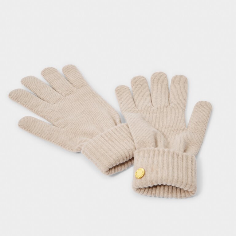 Knitted Gloves In Light Taupe