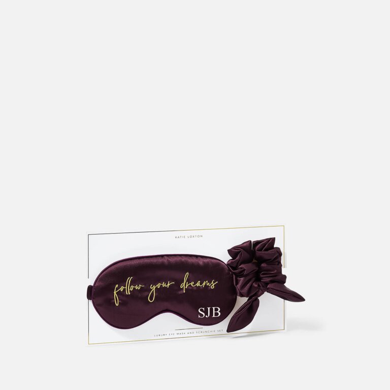 Eye Mask And Scrunchie Set 'Follow Your Dreams' In Plum