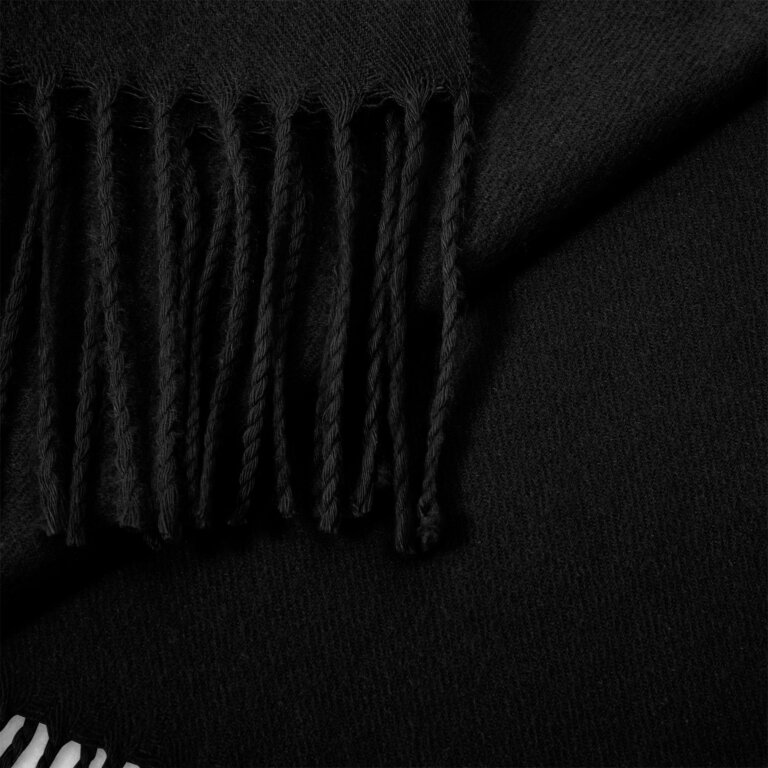 Fringed Blanket Scarf in Black