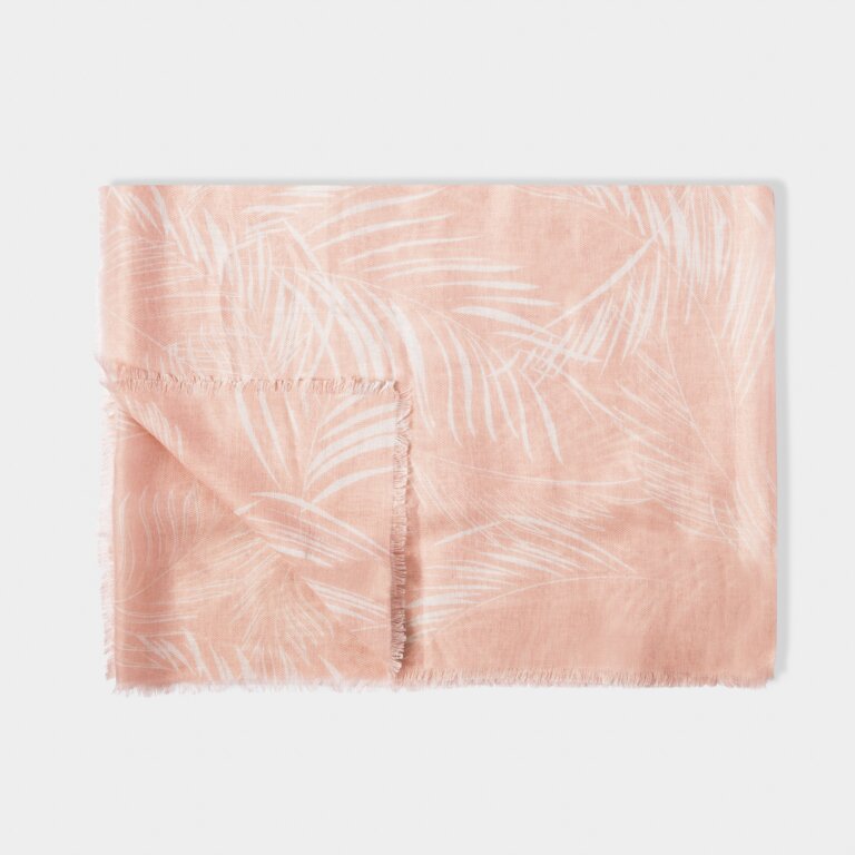 Feather Scarf in Dusty Pink And White