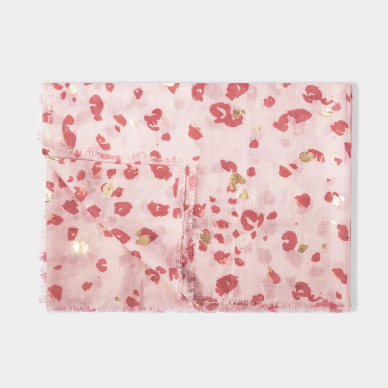 Brush Stroke Leopard Scarf in Light Pink and Gold