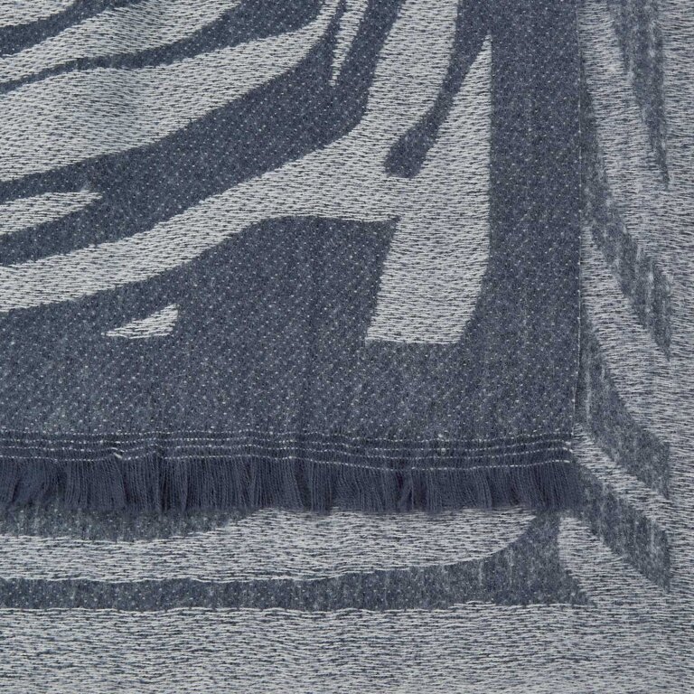 Zebra Printed Blanket Scarf in Navy And Cool Grey