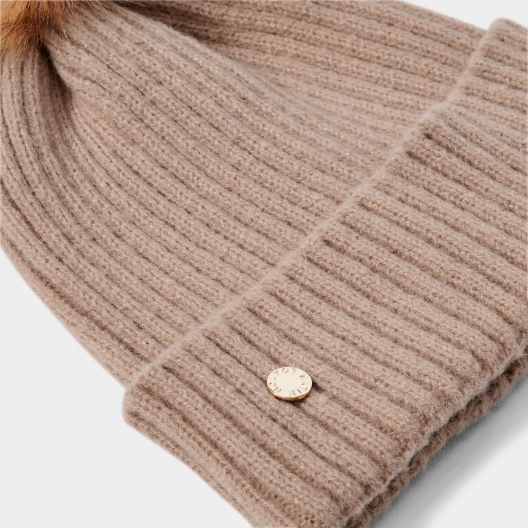 Knitted Hat In Soft Tan