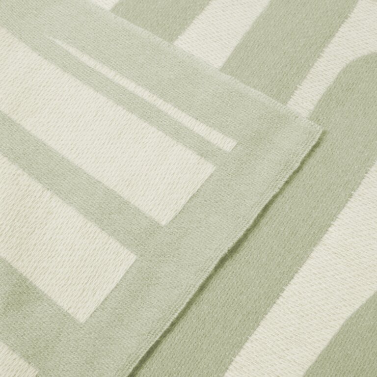 Printed Throw Blanket in Sage Green And Off White