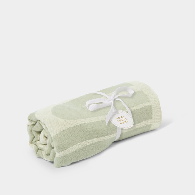 Printed Throw Blanket in Sage Green And Off White